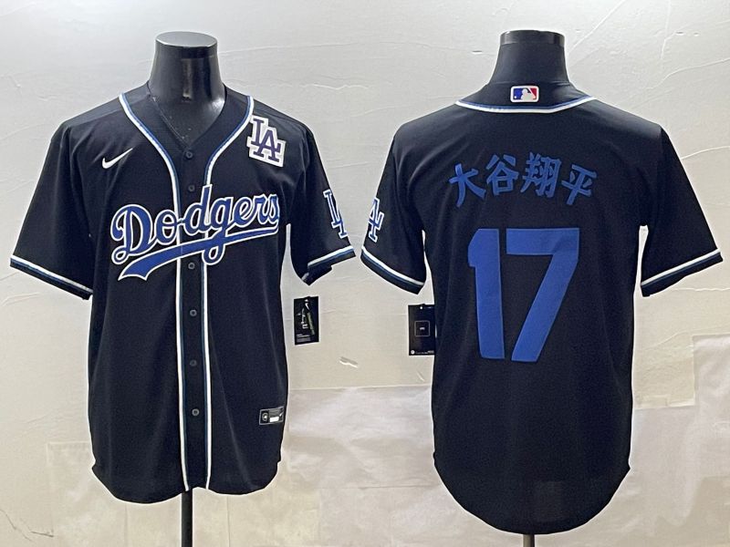 Men Los Angeles Dodgers #17 Ohtani Black blue Three generations Nike 2025 MLB Jersey style 25->los angeles dodgers->MLB Jersey
